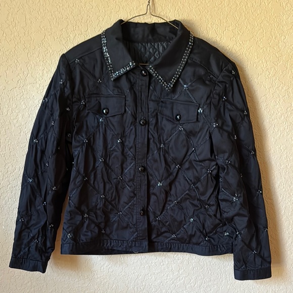 Embellished Black Quilted Jacket - Picture 1 of 5
